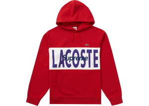 Supreme LACOSTE Logo Panel Hooded Sweatshirt Red Size XL