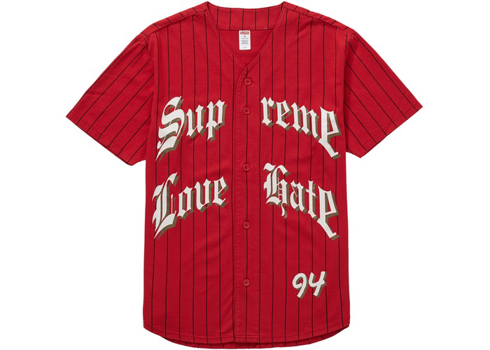 Maillot de baseball Supreme Love Hate Rouge Taille M