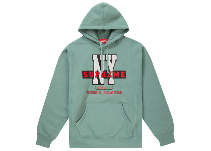 Supreme NY Hooded Sweatshirt Dusty Teal Size L