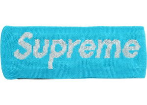 Bandeau réfléchissant avec logo Supreme New Era bleu sarcelle (2017)