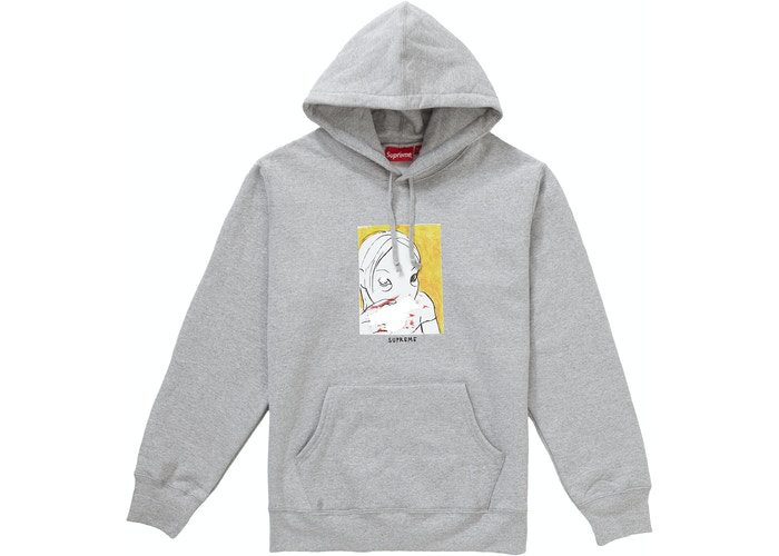 Supreme Nose Bleed Hooded Sweatshirt Heather Grey Size L