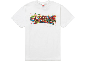 T-shirt Supreme Paint Logo Blanc Taille L 