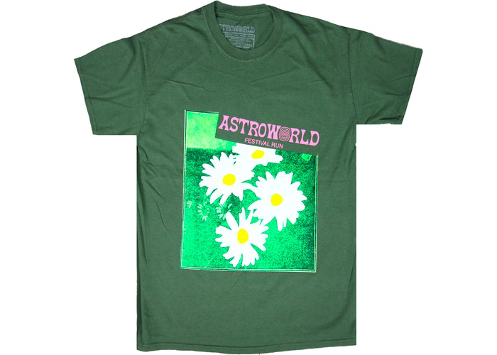 T-shirt Travis Scott Astroworld Festival Run Flower Olive Taille M