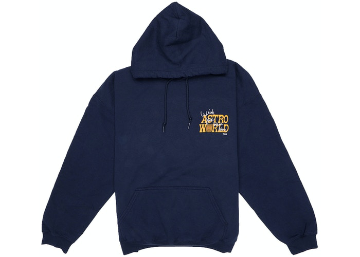 Sweat à capuche exclusif Travis Scott Astroworld Houston Bleu Taille S