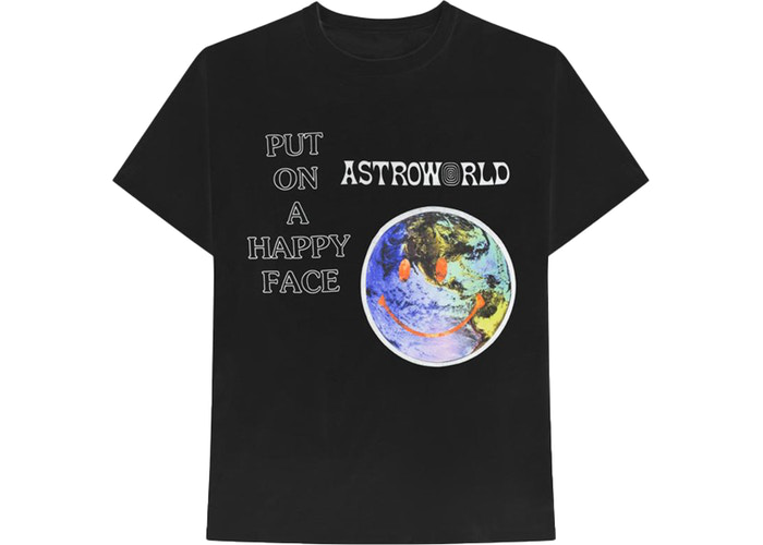 T-shirt Travis Scott Astroworld Happy Face Noir Taille M