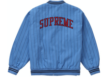 Charger l&#39;image dans la galerie, Veste universitaire Supreme Pinstripe Bleu Taille XL
